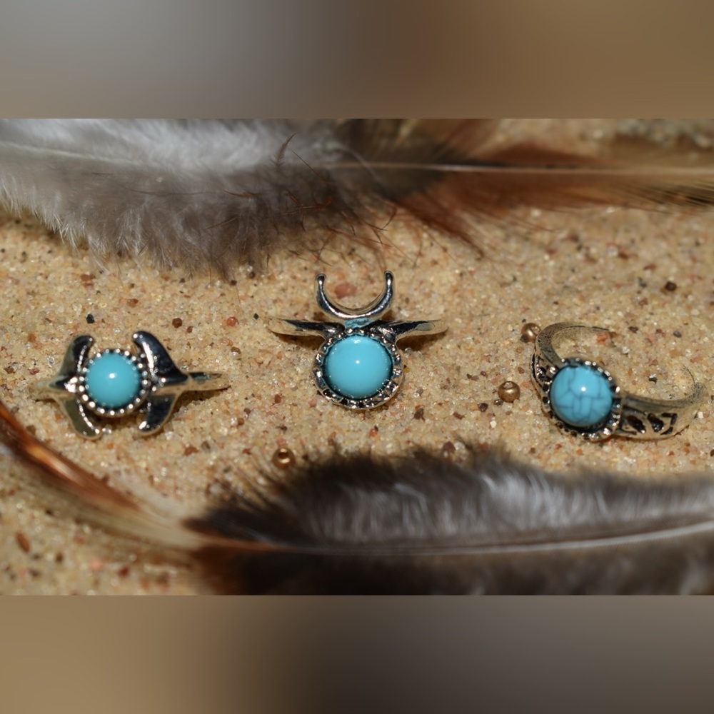 Southwestern Faux Turquoise Ring Set